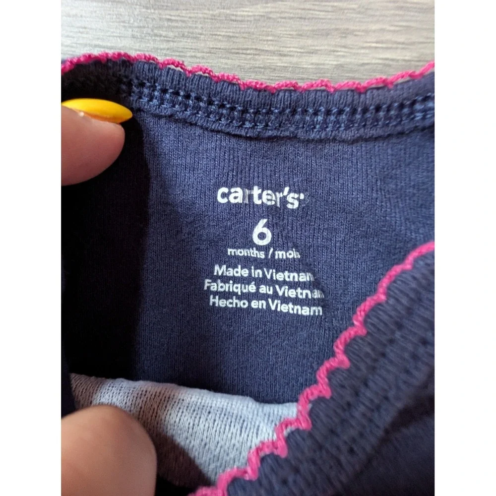 Carters Girls Navy Blue Cute Like Mommy Long Sleeve Snap Bodysuit 6 Months